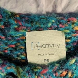 Relativity Knitted Sweater Petite Small Teal Multicolored